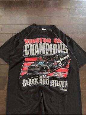Vintage Winston Cup Champions Black Graphic Racing T-Shirt